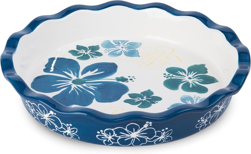 Sagoskat Pie Pan Ceramic Pie Plate, 9 inch Deep Dish Pie Pans, Nonstick Pie Pans for Baking, Blue and White Floral Pie Dish For Kitchen - Image 1